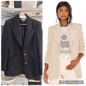 Isabel Marant Etoile Dake Corduroy Blazer Black 36 4 Jacket